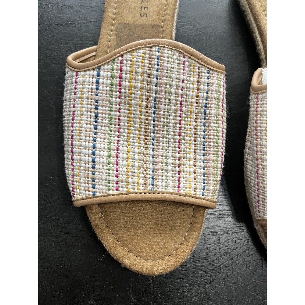 Aerosoles Denville Women 12 MultiColor Striped Espadrille Slide Sandals Tan Boho - Picture 2 of 4
